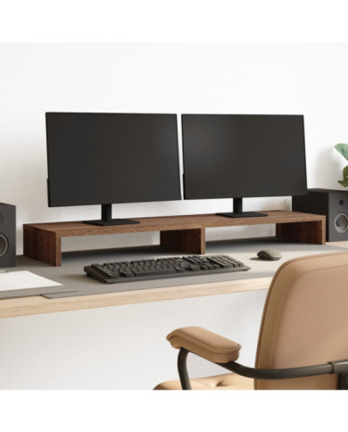 Support de moniteur chêne marron 100x27x10 cm bois d'ingénierie | Mobilier & Déco