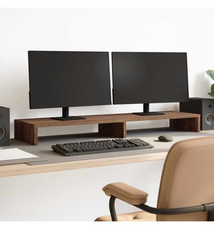 Support de moniteur chêne marron 100x27x10 cm bois d'ingénierie | Mobilier & Déco
