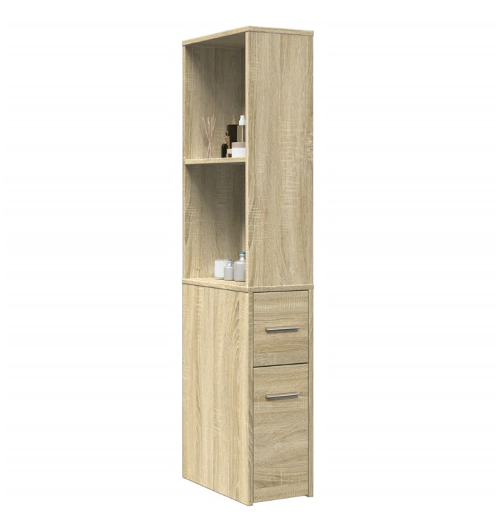 Armoire de salle de bain étroite avec roulettes chêne sonoma | Mobilier & Déco
