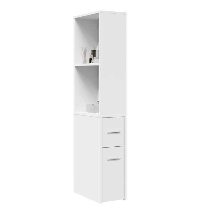 Armoire de salle de bain étroite avec roulettes blanc | Mobilier & Déco