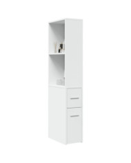 Armoire de salle de bain étroite avec roulettes blanc | Mobilier & Déco