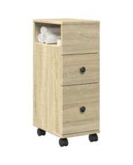 Meuble étroit de salle de bain à roulettes chêne sonoma | Mobilier & Déco