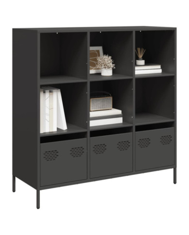 Buffet haut noir 101,5x39x103,5 cm acier | Mobilier & Déco