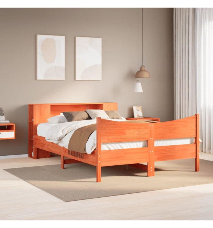 Cadre de lit sans matelas cire marron 150x200cm bois pin massif | Mobilier & Déco