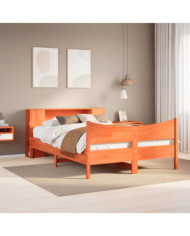 Cadre de lit sans matelas cire marron 150x200cm bois pin massif | Mobilier & Déco
