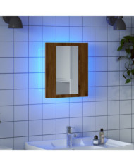 Armoire de salle de bain miroir LED chêne artisanal 40x12x45 cm | Mobilier & Déco