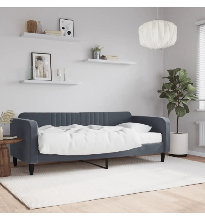 Lit de jour avec matelas gris foncé 90x200 cm velours | Mobilier & Déco