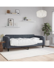 Lit de jour avec matelas gris foncé 90x200 cm velours | Mobilier & Déco