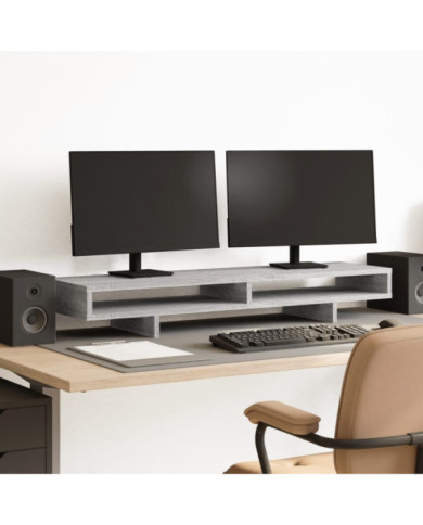 Support de moniteur sonoma gris 100x27x15 cm bois d'ingénierie | Mobilier & Déco
