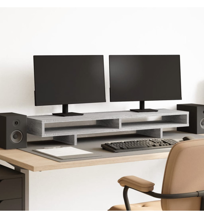 Support de moniteur sonoma gris 100x27x15 cm bois d'ingénierie | Mobilier & Déco
