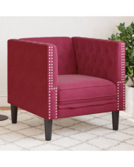 Fauteuil Chesterfield rouge bordeaux velours | Mobilier & Déco