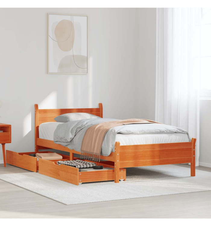 Cadre de lit sans matelas cire marron 75x190 cm bois pin massif | Mobilier & Déco