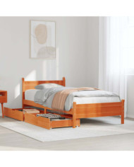 Cadre de lit sans matelas cire marron 75x190 cm bois pin massif | Mobilier & Déco