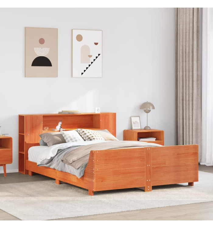 Cadre de lit sans matelas cire marron 140x190cm bois pin massif | Mobilier & Déco