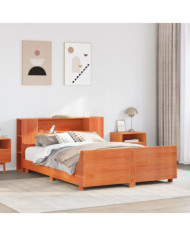 Cadre de lit sans matelas cire marron 140x190cm bois pin massif | Mobilier & Déco