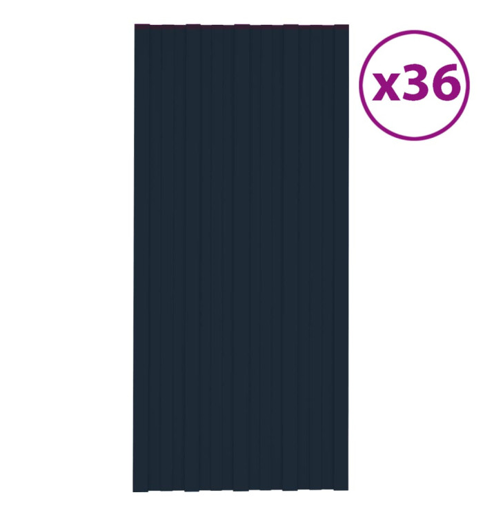 Panneaux de toiture 36 pcs Acier galvanisé Anthracite 100x45 cm | Mobilier & Déco