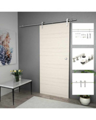 Kit fixation porte coulissante 183 cm Acier inoxydable Argenté | Mobilier & Déco