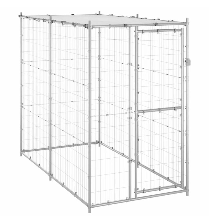 Chenil extérieur Acier galvanisé avec toit 110x220x180 cm | Mobilier & Déco