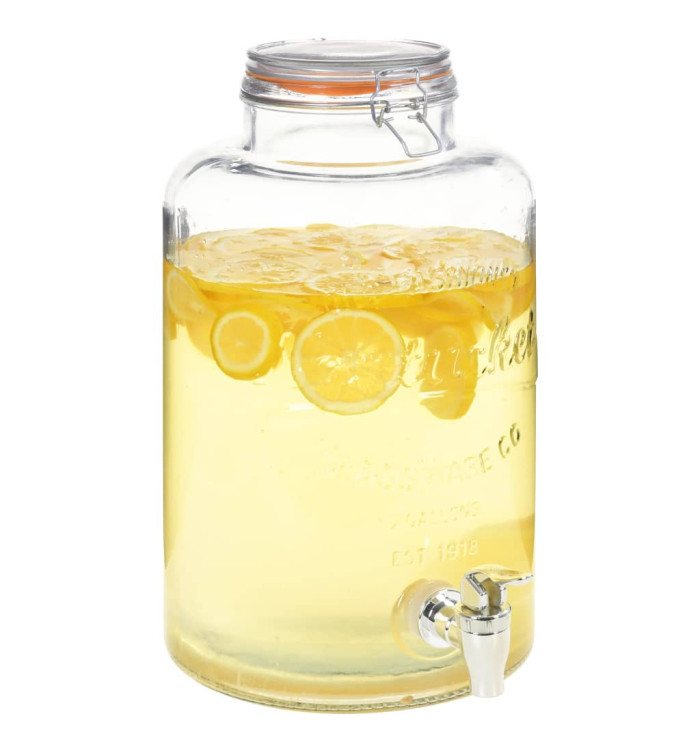 Distributeur d'eau XXL avec robinet Transparent 8 L Verre | Mobilier & Déco