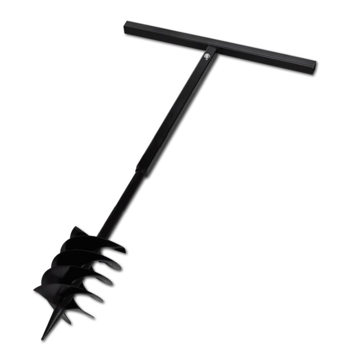 Tarière de sol avec mèche de tarière 180 mm Acier Noir | Mobilier & Déco