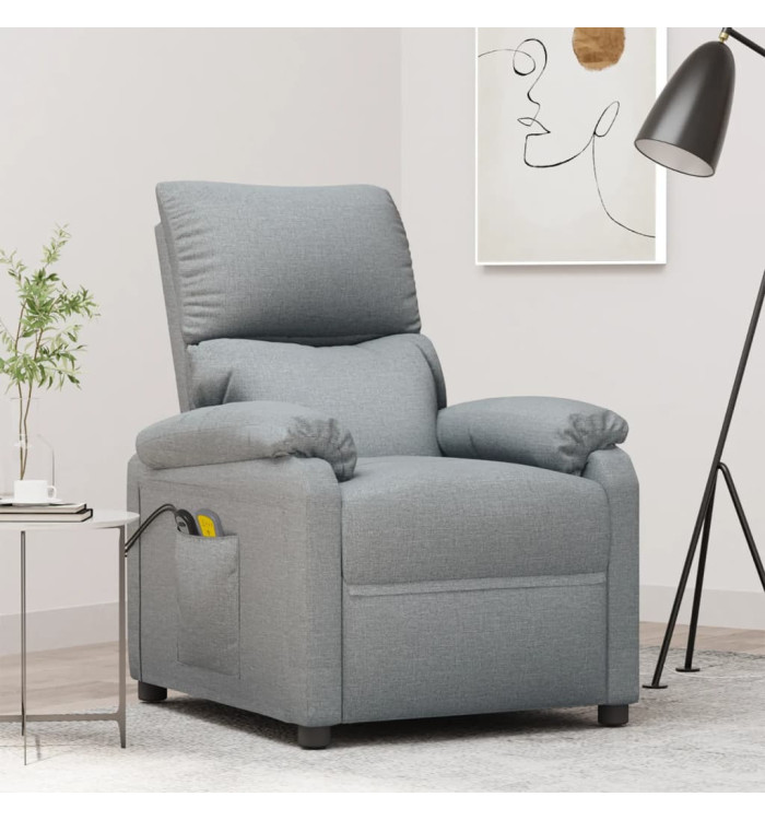 Fauteuil électrique de massage Gris clair Tissu | Mobilier & Déco