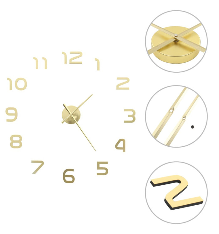 Horloge murale 3D Design moderne 100 cm XXL Doré | Mobilier & Déco