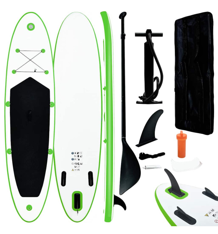 Ensemble de planche SUP gonflable vert et blanc | Mobilier & Déco