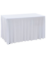 Nappes élastiques de table avec jupon 2 pcs 243x76x74cm Blanc | Mobilier & Déco