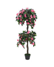 Plante artificielle de Rhododendron avec pot 155cm Vert et rose | Mobilier & Déco