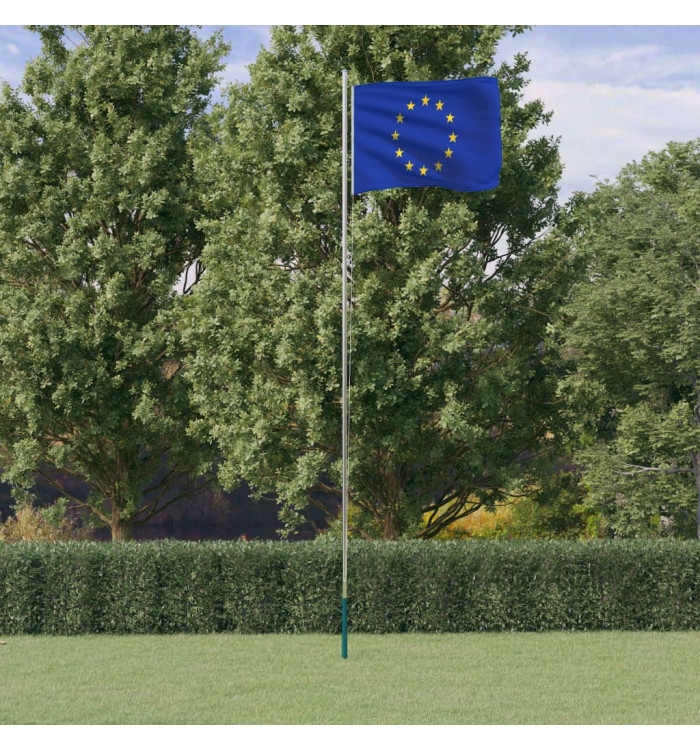 Drapeau de l'Europe et mât 6,23 m Aluminium | Mobilier & Déco