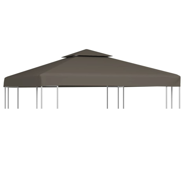 Toile supérieure de belvédère 2 niveaux 310 g/m² 3x3 m Taupe | Mobilier & Déco