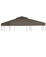 Toile supérieure de belvédère 2 niveaux 310 g/m² 3x3 m Taupe | Mobilier & Déco
