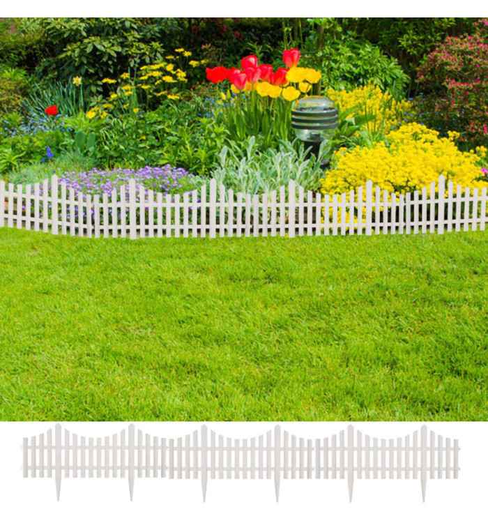 Bordure de pelouse Blanc 17 pcs / 10 m | Mobilier & Déco
