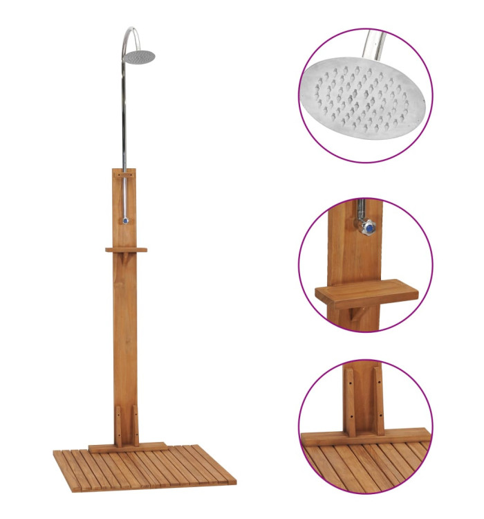 Douche de jardin 75x75x210 cm bois de teck solide | Mobilier & Déco