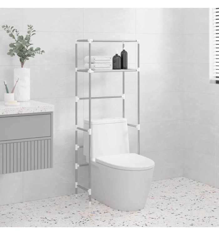 Support de rangement 2 niveaux sur toilette Gris 53,5x28x143 cm | Mobilier & Déco