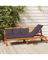  Lit de jour avec coussin gris 200x60x75 cm Bois d'acacia solide | Mobilier & Déco