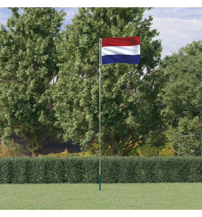 Drapeau des Pays-Bas et mât 5,55 m Aluminium | Mobilier & Déco