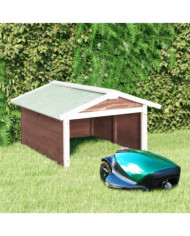 Garage de tondeuse à gazon 72x87x50 cm Moka et blanc Sapin | Mobilier & Déco