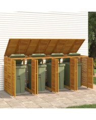 Abri à poubelle quadruple 280x89x117 cm bois massif d'acacia | Mobilier & Déco