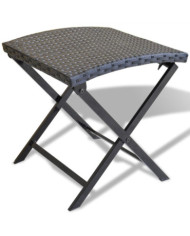 Tabouret pliable Résine tressée Noir | Mobilier & Déco