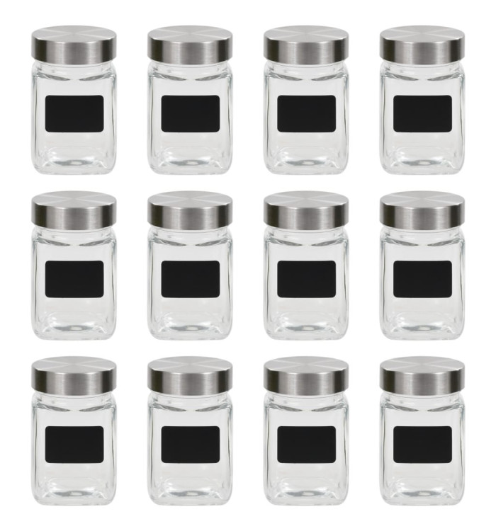 Pots de conservation avec autocollant 12 pcs 300 ml | Mobilier & Déco