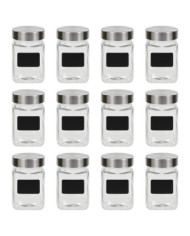 Pots de conservation avec autocollant 12 pcs 300 ml | Mobilier & Déco