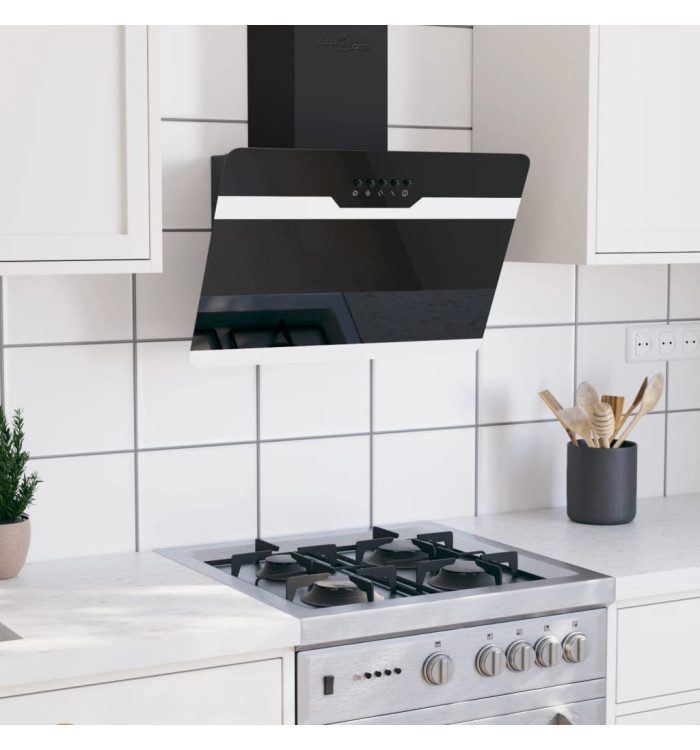 Hotte murale 60 cm Acier et verre trempé Noir | Mobilier & Déco