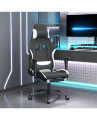 Chaise de jeu avec repose-pied Noir et blanc Tissu | Mobilier & Déco