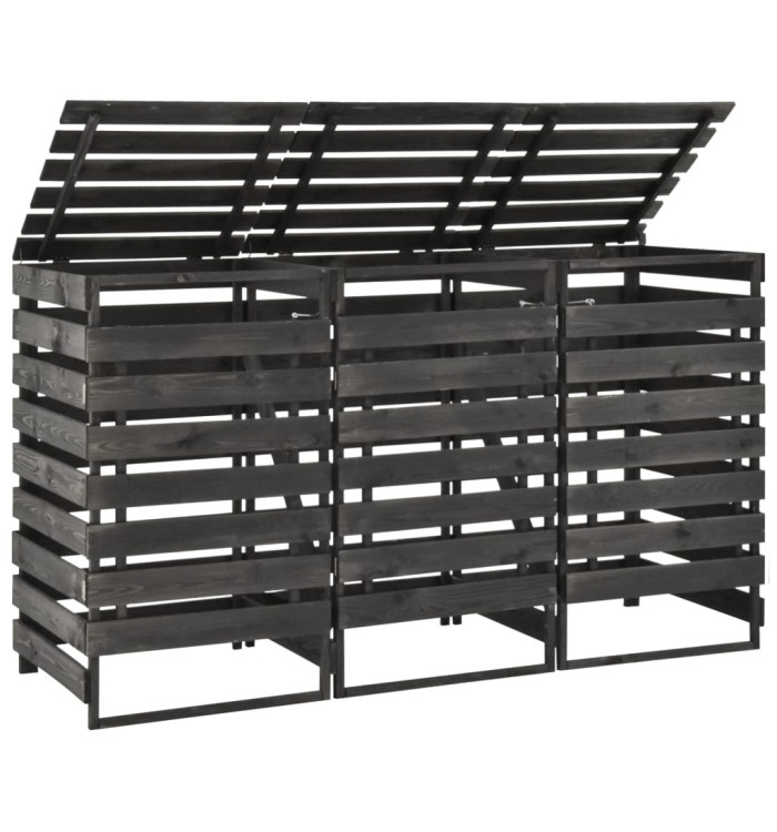 Abri de poubelle triple 210x75x121 cm Bois de pin massif peint | Mobilier & Déco