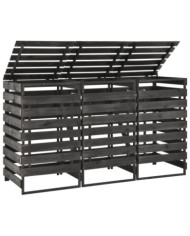 Abri de poubelle triple 210x75x121 cm Bois de pin massif peint | Mobilier & Déco