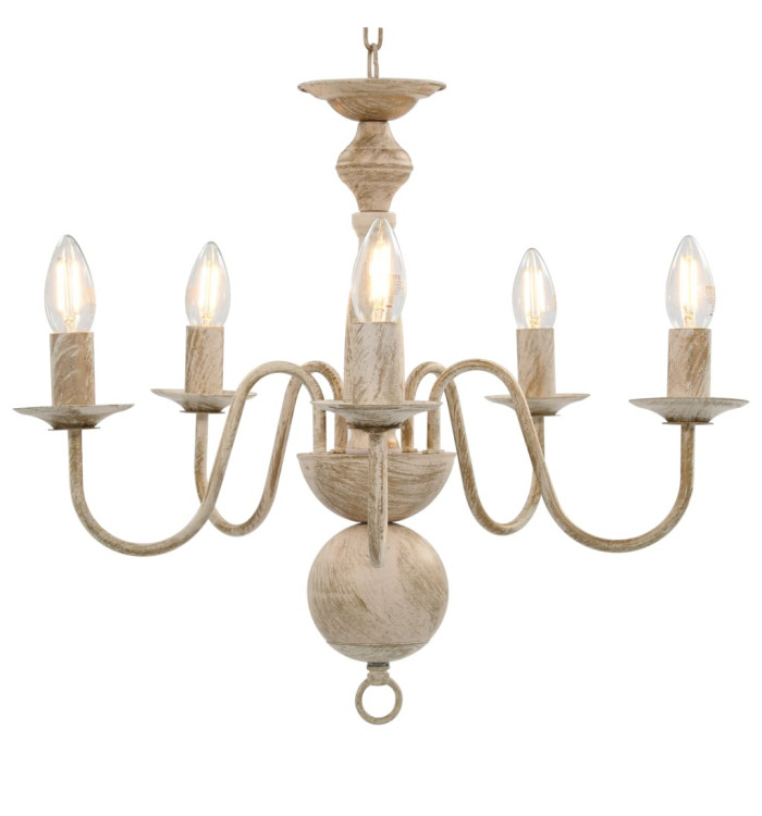 Lustre Blanc antique 5 ampoules E14 | Mobilier & Déco