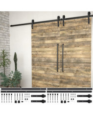 Kits de fixation pour porte coulissante 2 pcs 183 cm Acier Noir | Mobilier & Déco