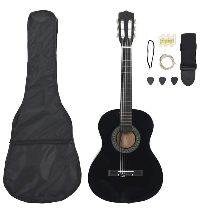 Jeu de guitare classique pour débutants 8 pcs noir 3/4 36" | Mobilier & Déco