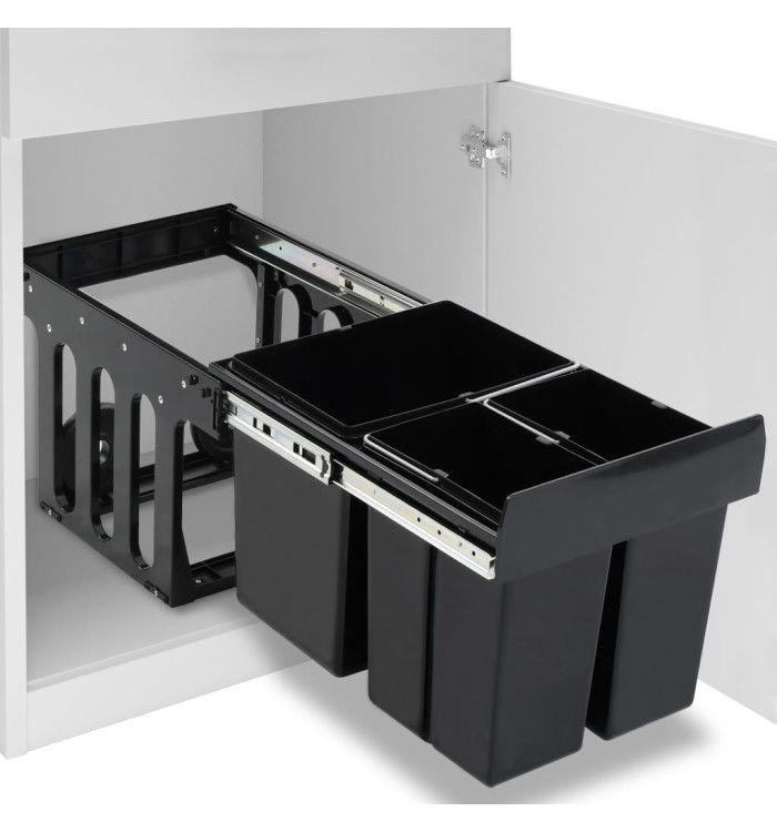Poubelle amovible de cuisine fermeture en douceur 48 L | Mobilier & Déco